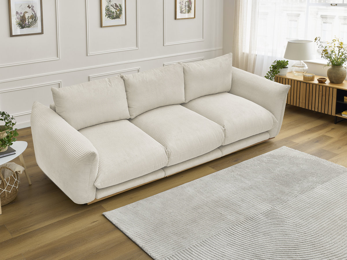 Canapé droit 3 places ERNEST velours côtelé beige — vue 5