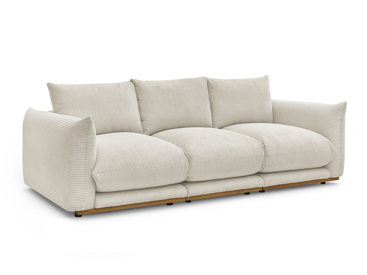 ernest vaste 3-zits rechte bank in corduroy stof gekleurd beige