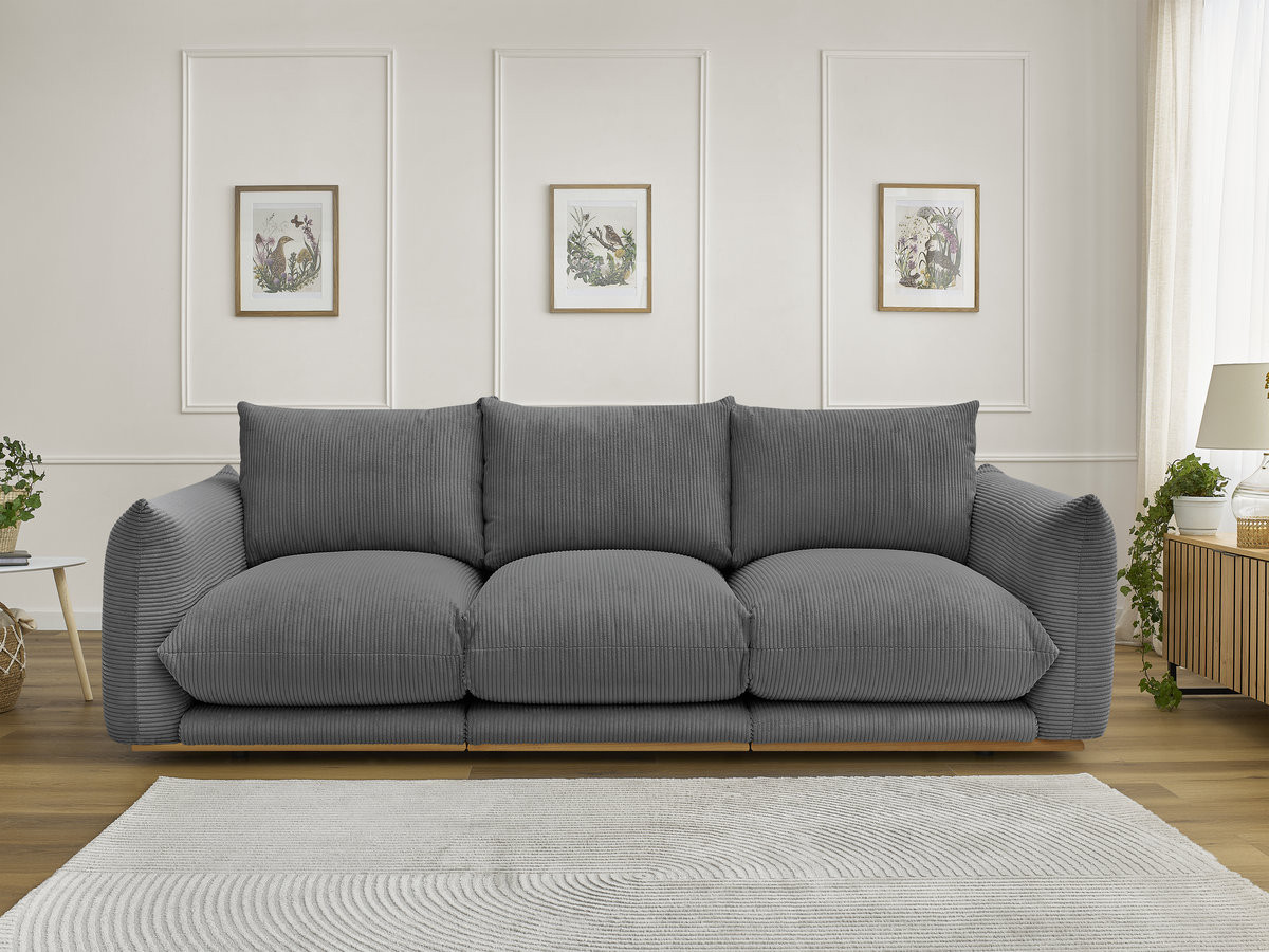 Canapé droit 3 places ERNEST velours côtelé gris foncé — vue 5
