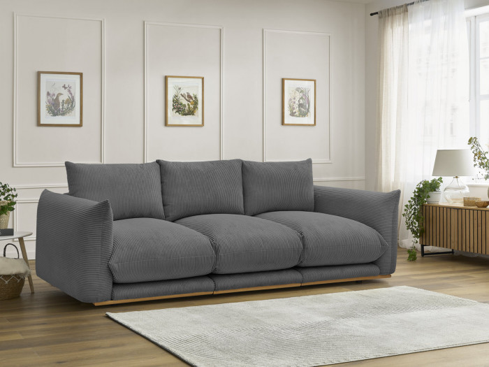 Canapé droit fixe 3 places ERNEST tissu velours côtelé