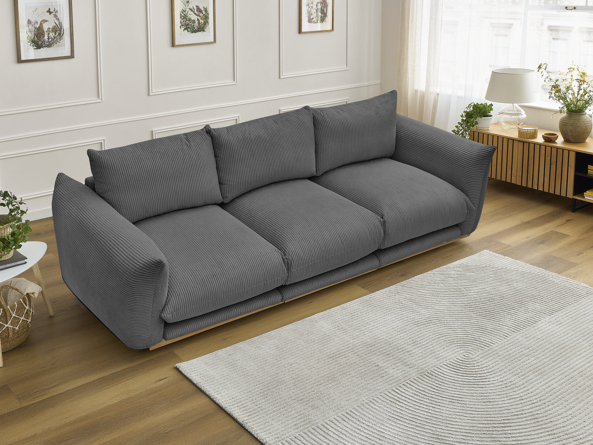 Canapé droit 3 places ERNEST velours côtelé gris foncé — vue 4