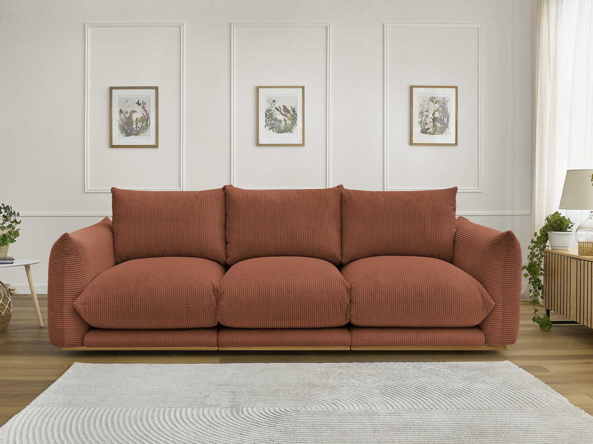 Canapé droit 3 places ERNEST velours côtelé orange — vue 4