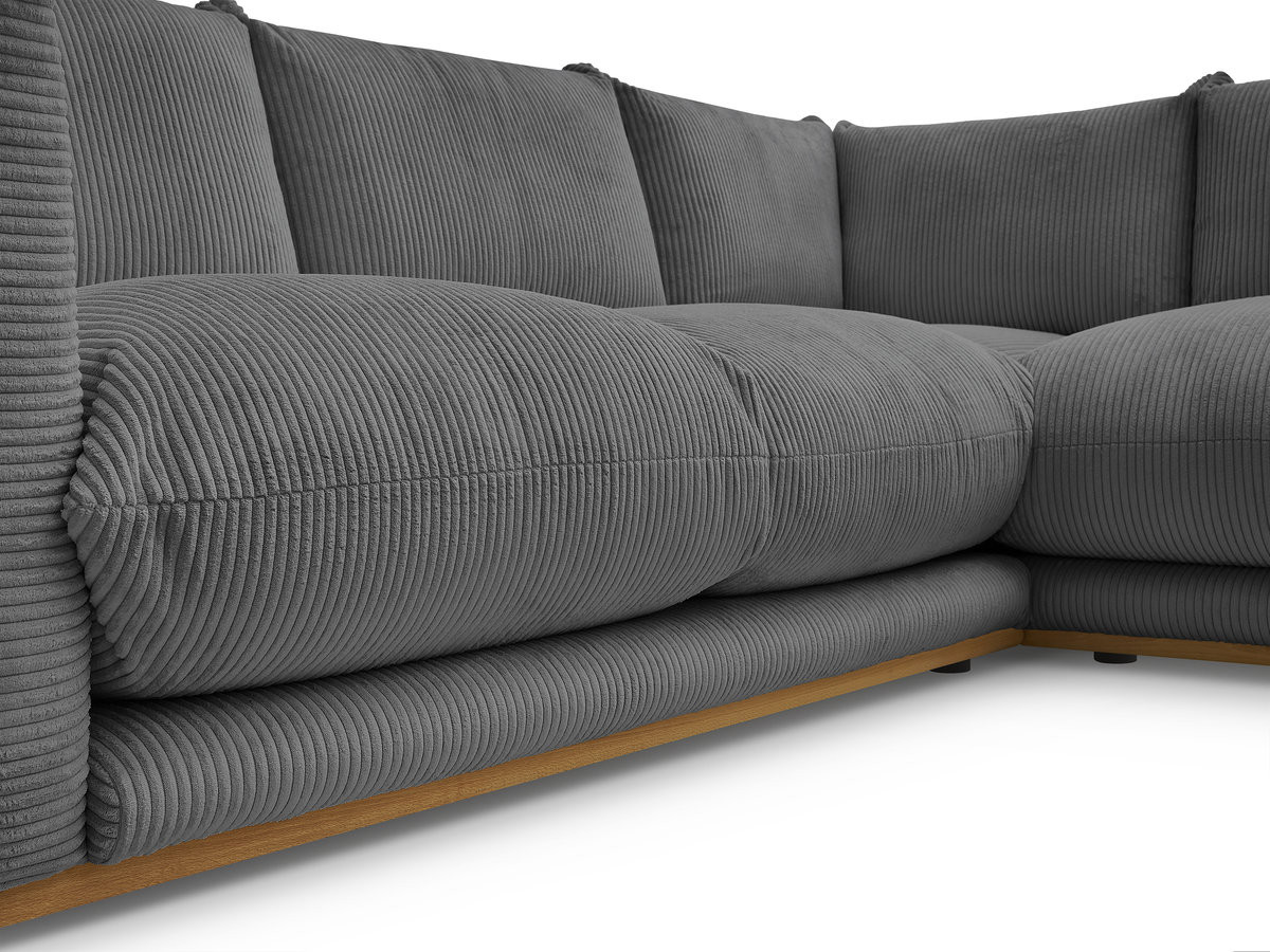 Canapé d'angle fixe ERNEST tissu velours côtelé avec pouf