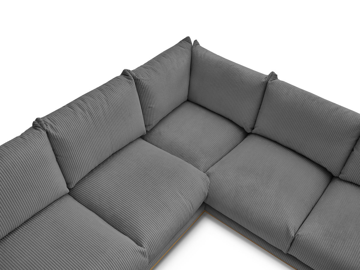 Canapé d'angle fixe ERNEST tissu velours côtelé avec pouf