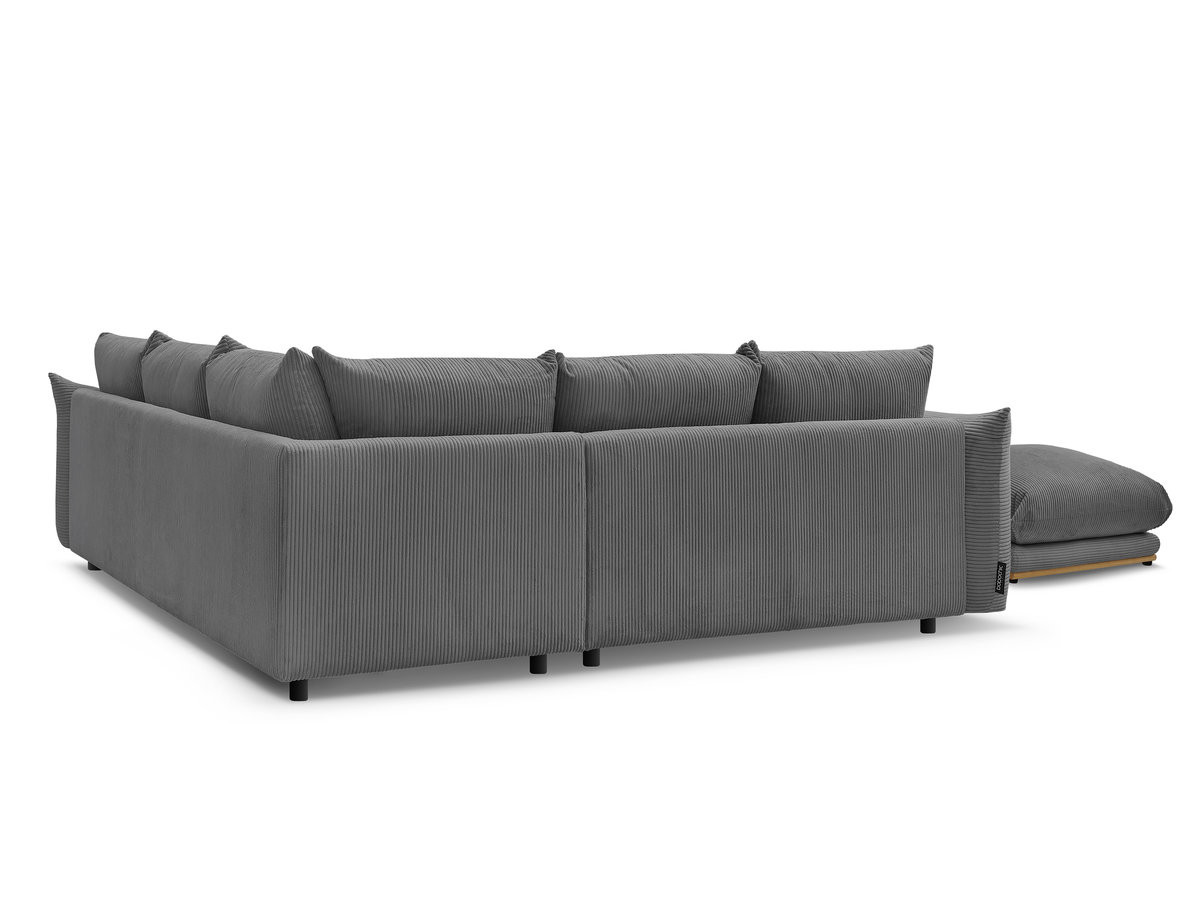 Canapé d'angle fixe ERNEST tissu velours côtelé avec pouf