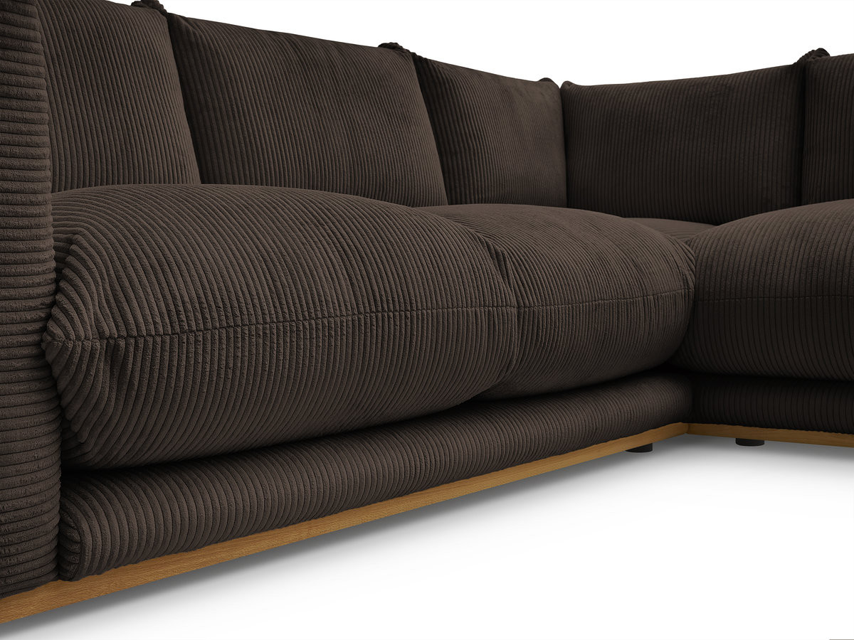 Canapé d'angle fixe ERNEST tissu velours côtelé avec pouf