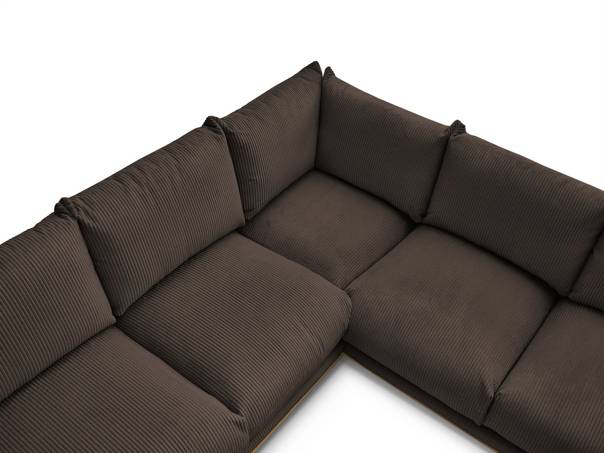 Canapé d'angle fixe ERNEST tissu velours côtelé avec pouf