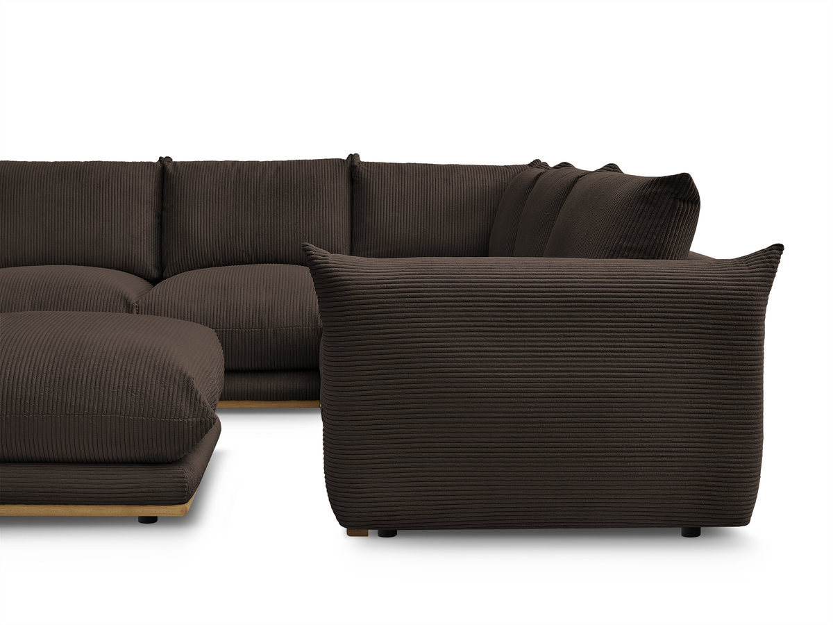Canapé d'angle fixe ERNEST tissu velours côtelé avec pouf