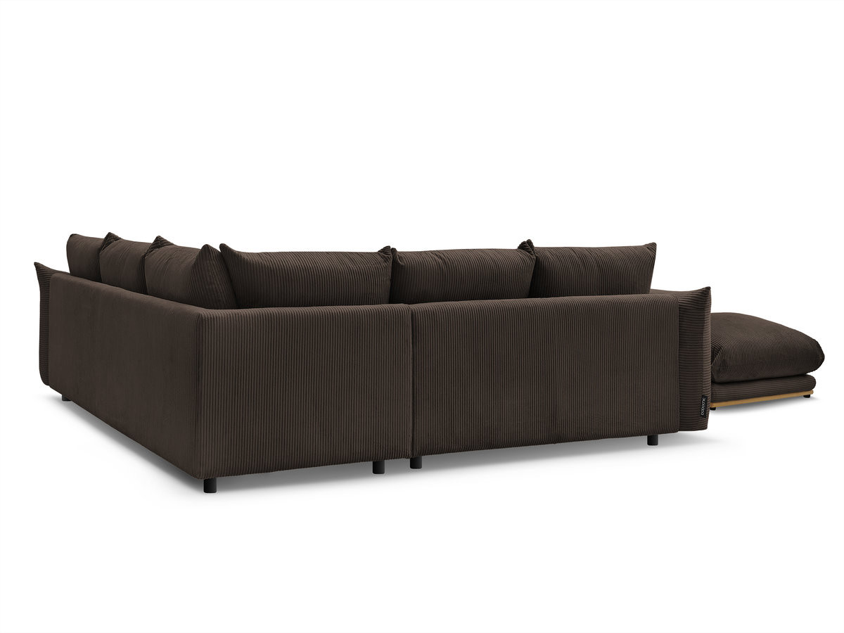 Canapé d'angle fixe ERNEST tissu velours côtelé avec pouf