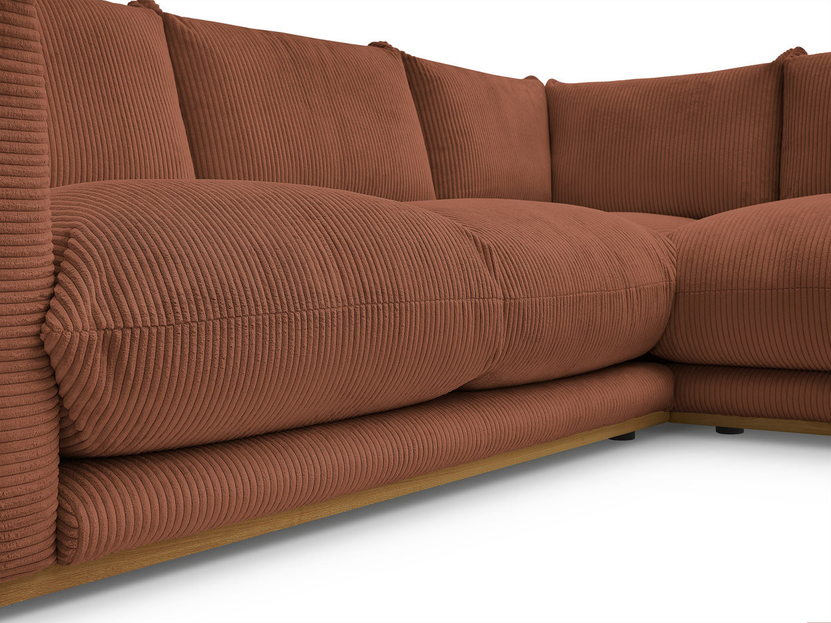 Canapé d'angle fixe ERNEST tissu velours côtelé avec pouf