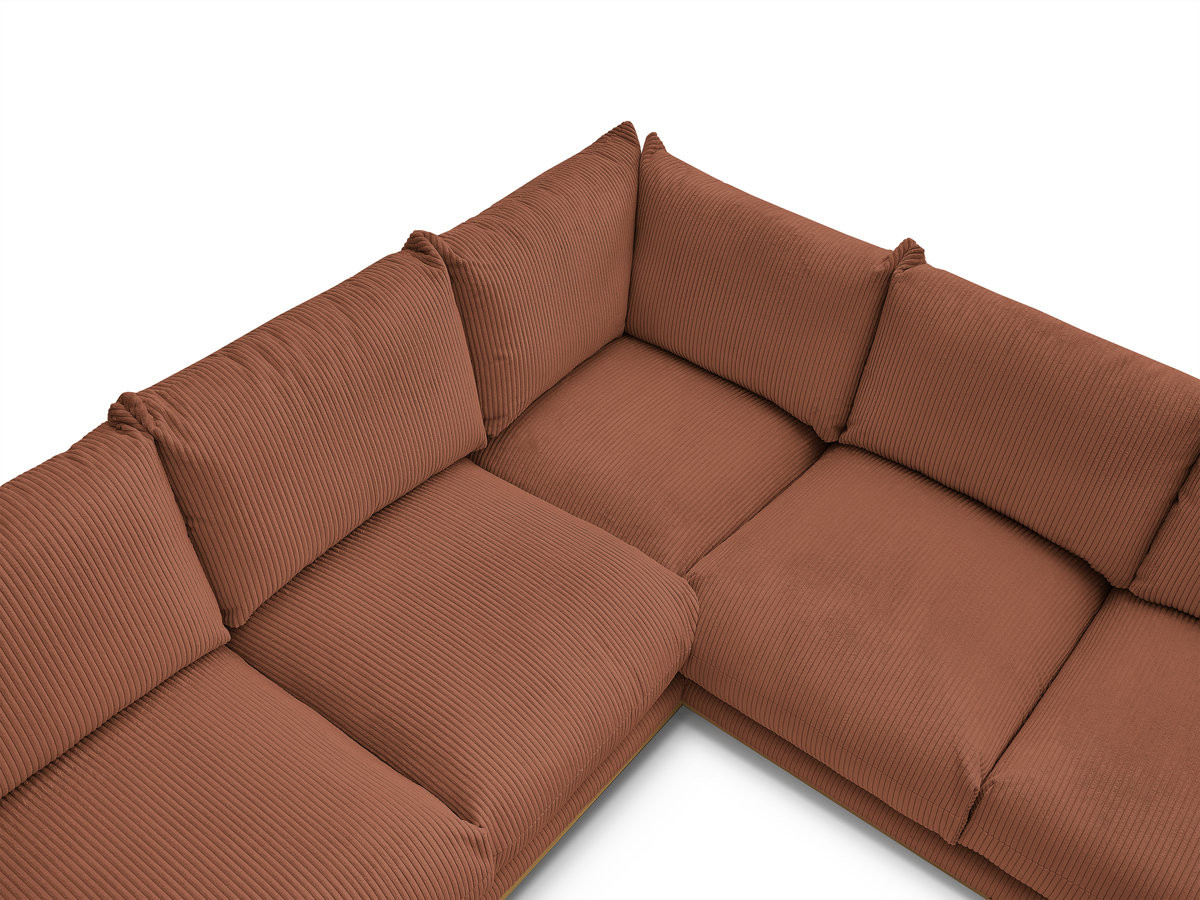 Canapé d'angle fixe ERNEST tissu velours côtelé avec pouf