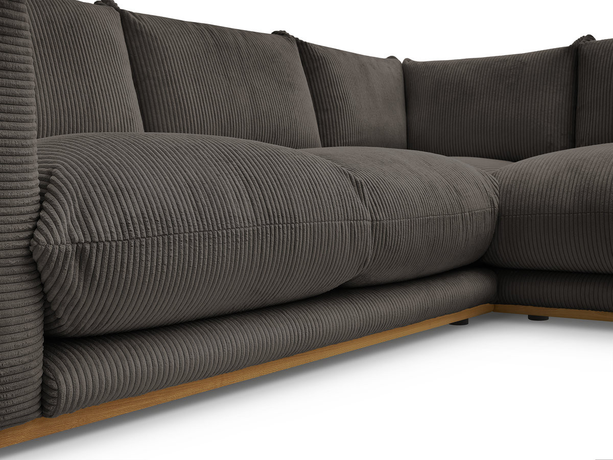 Canapé d'angle ERNEST velours côtelé avec pouf taupe — vue 4