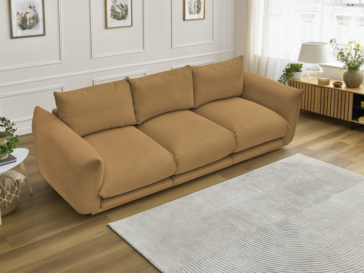 Canapé droit 3 places ERNEST velours côtelé jaune — vue 5