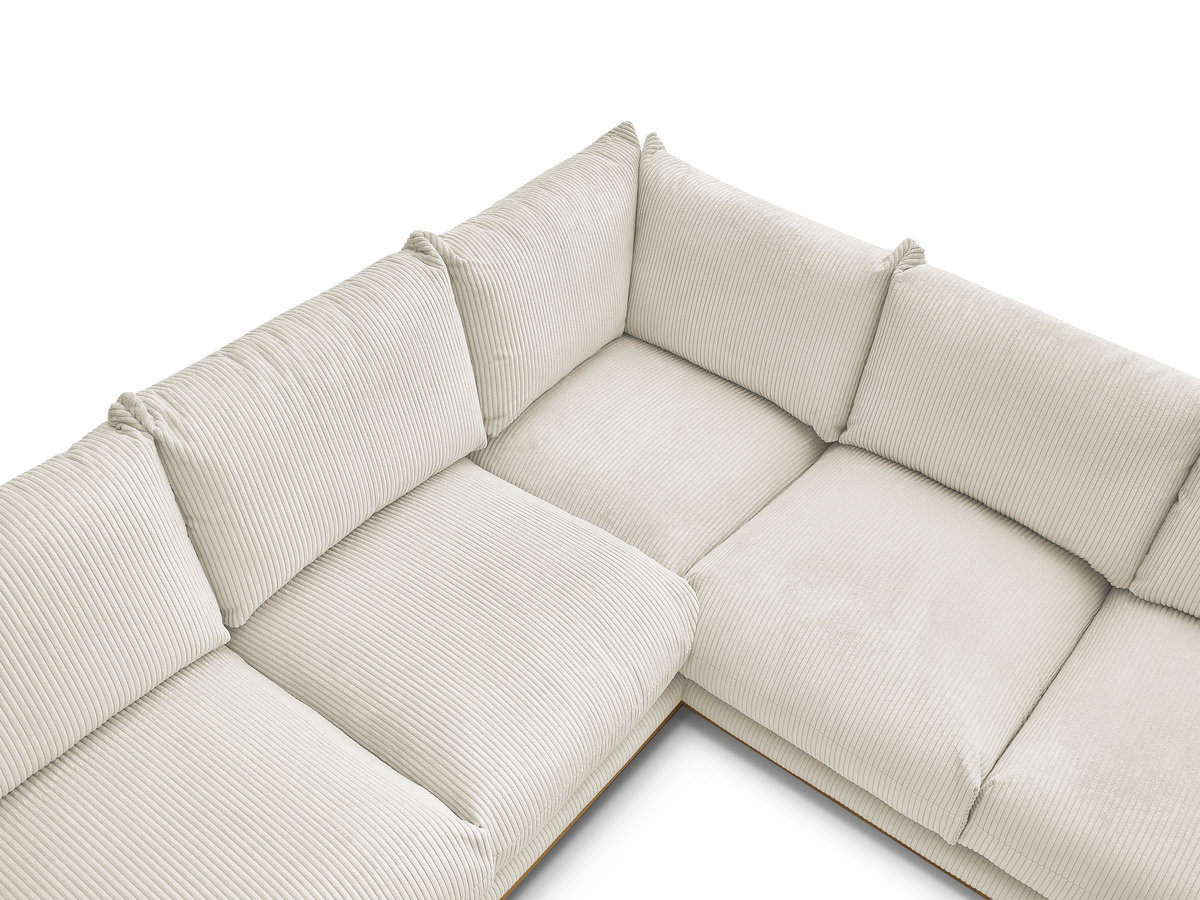 Canapé d'angle ERNEST velours côtelé avec pouf beige — vue 5