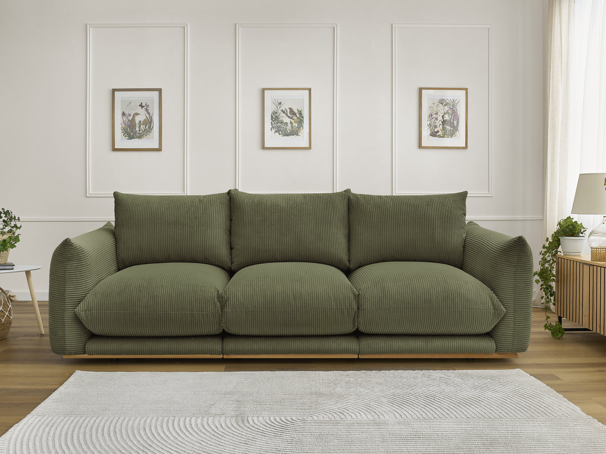 Canapé droit 3 places ERNEST velours côtelé vert — vue 4