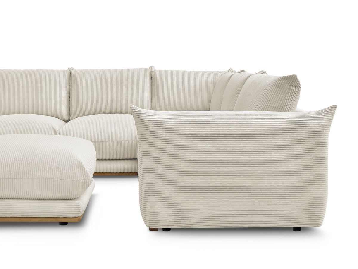 Canapé d'angle fixe ERNEST tissu velours côtelé avec pouf
