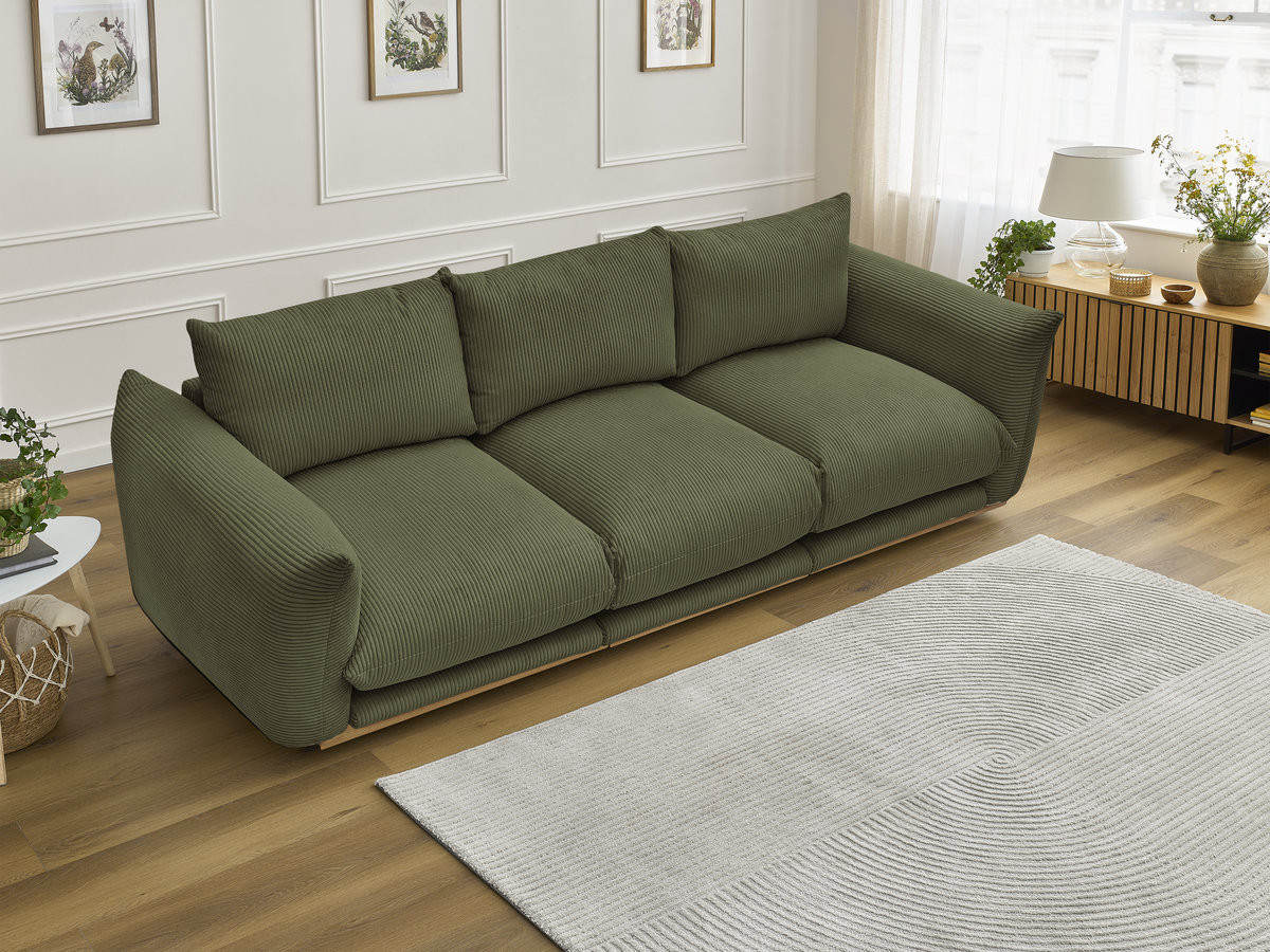 Canapé droit 3 places ERNEST velours côtelé vert — vue 5