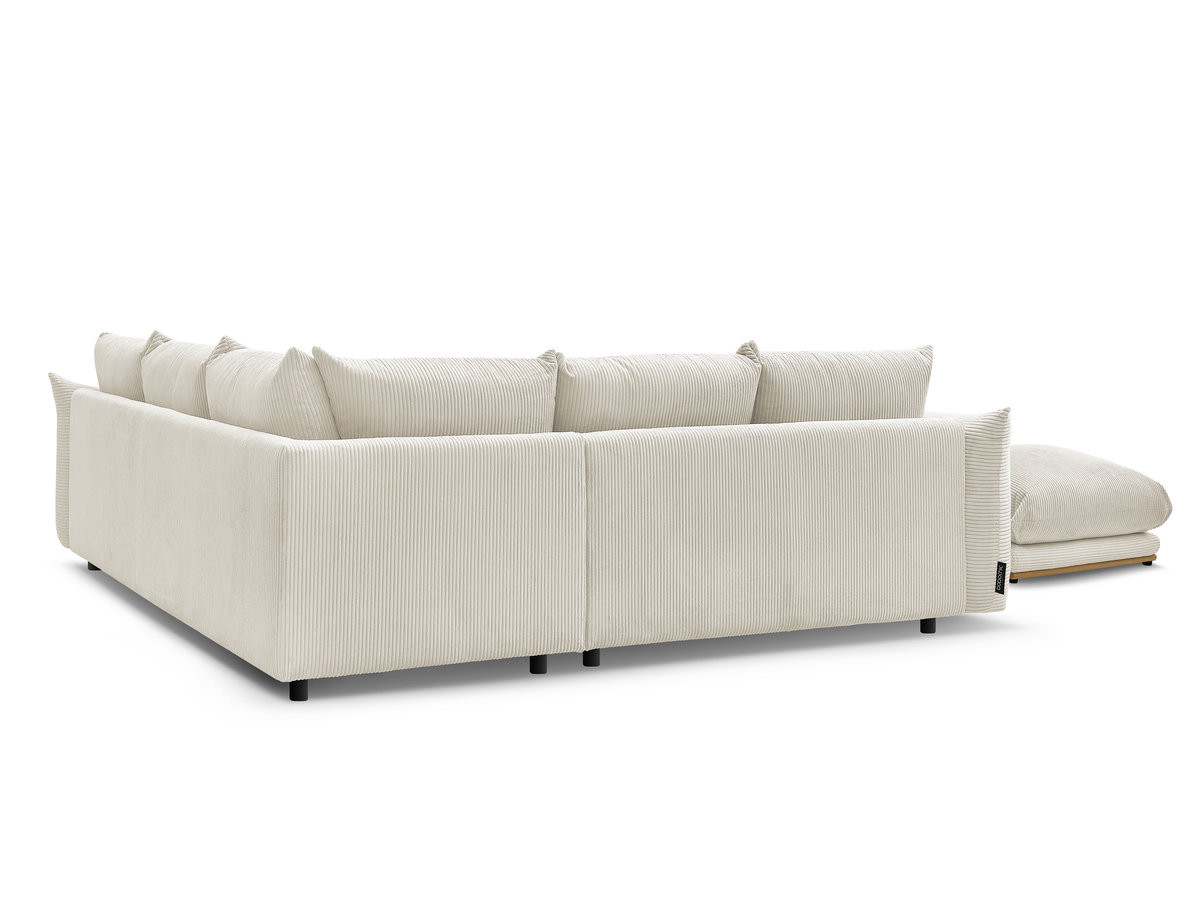 Canapé d'angle fixe ERNEST tissu velours côtelé avec pouf