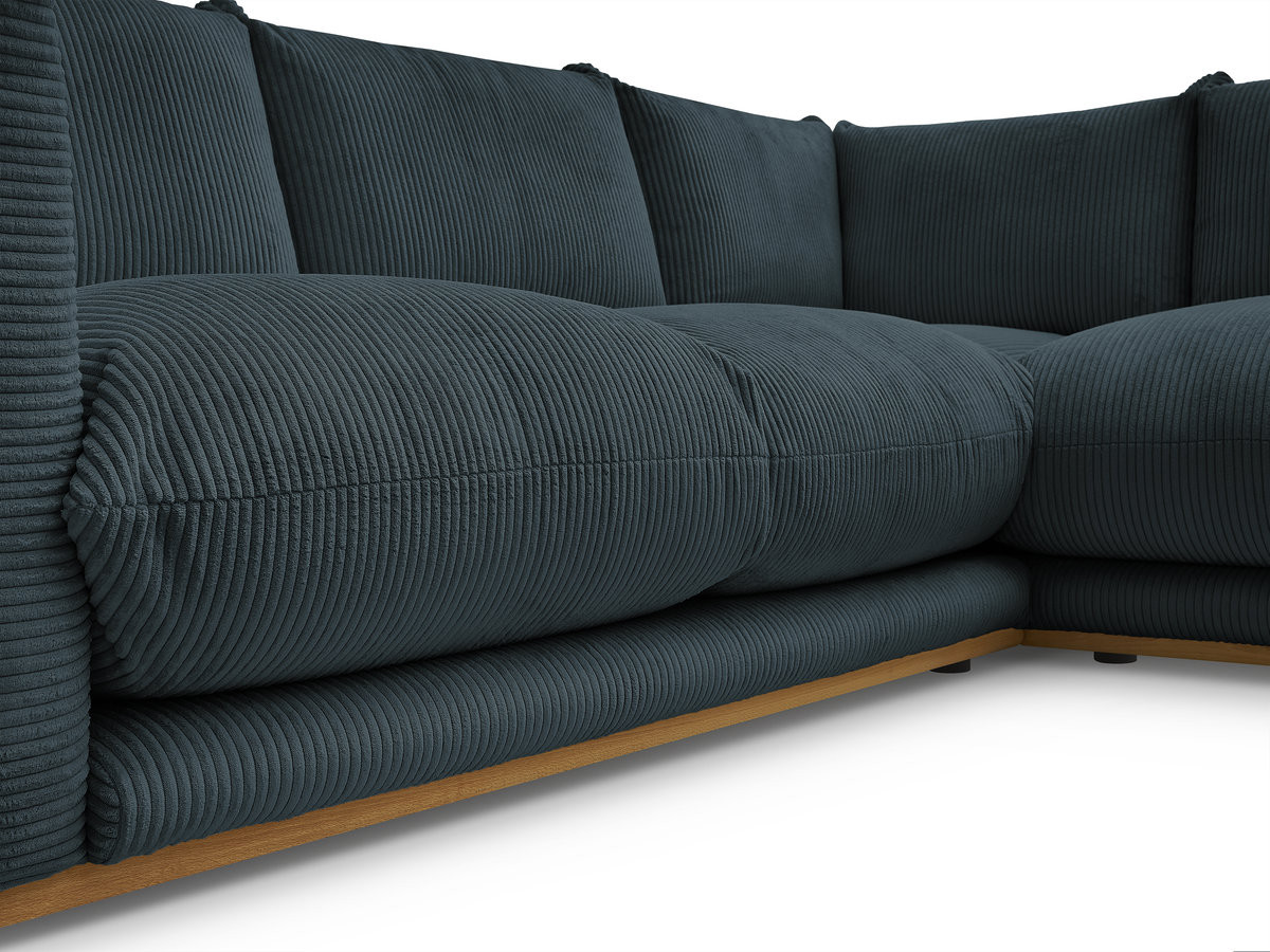 Canapé d'angle fixe ERNEST tissu velours côtelé avec pouf