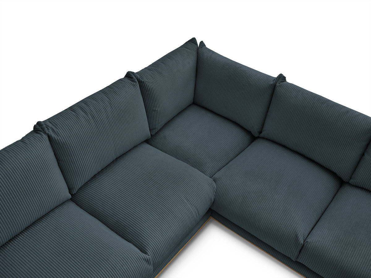 Canapé d'angle fixe ERNEST tissu velours côtelé avec pouf