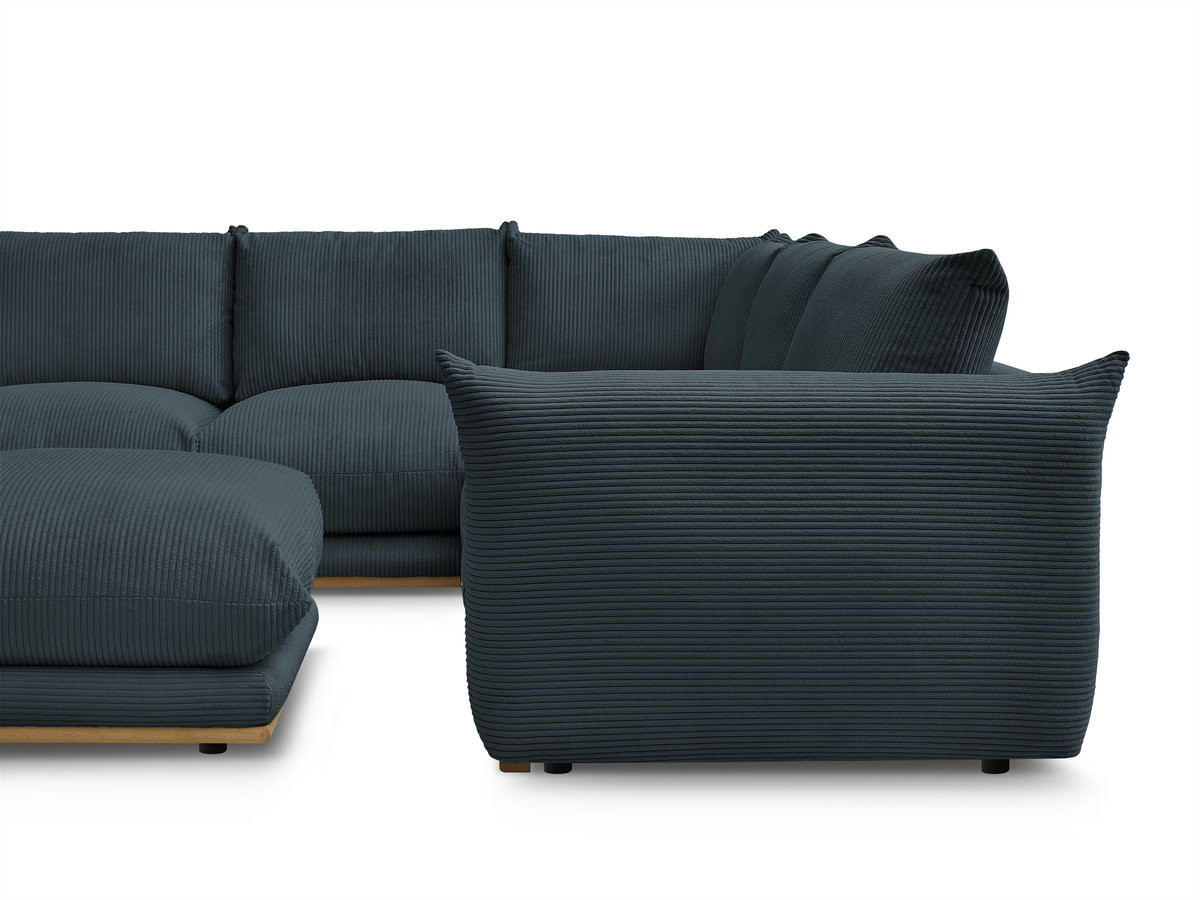 Canapé d'angle fixe ERNEST tissu velours côtelé avec pouf