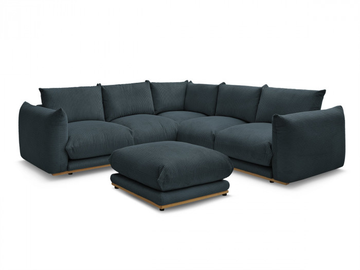 Canapé d'angle ERNEST tissu velours côtelé avec pouf