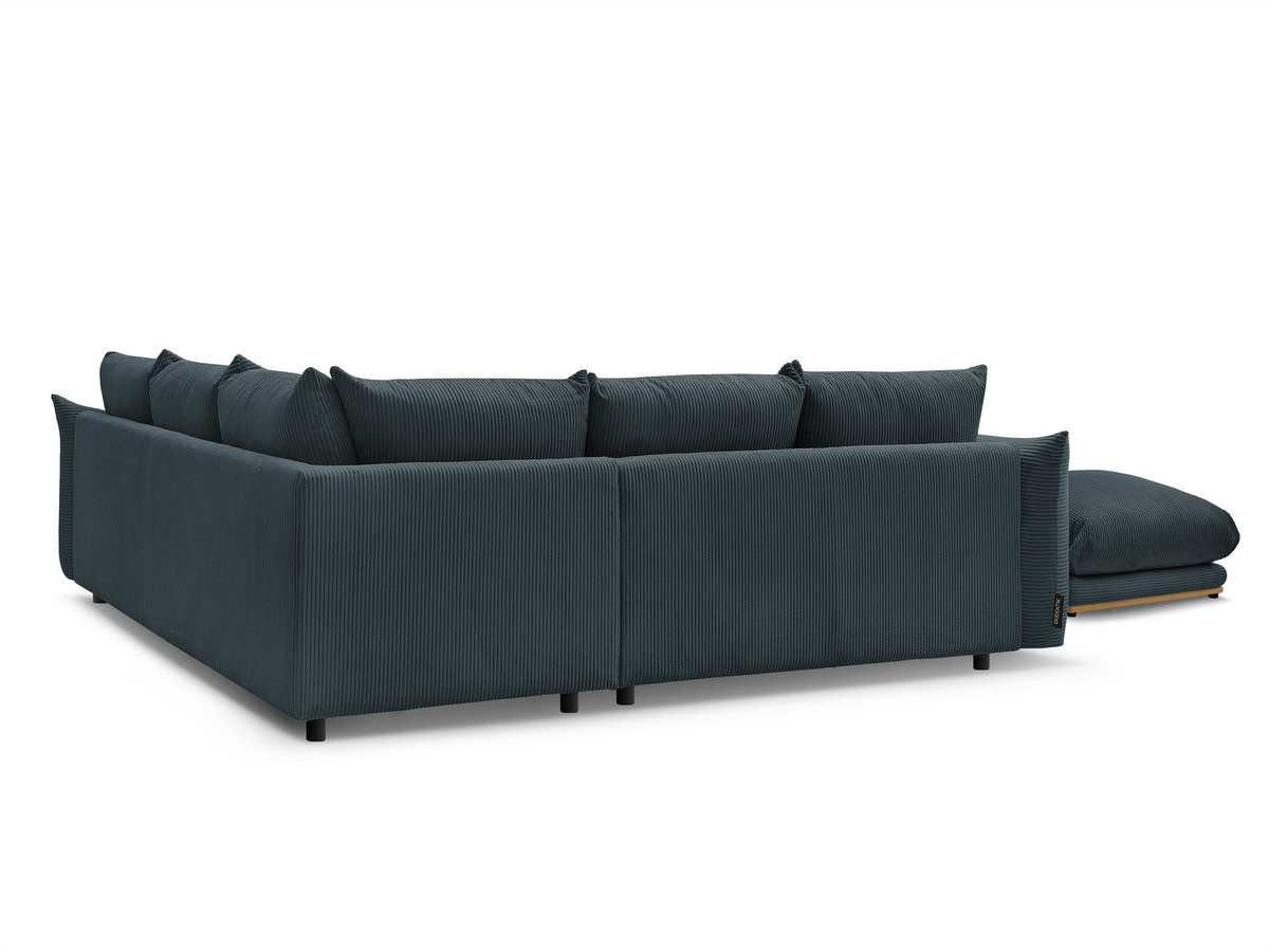 Canapé d'angle fixe ERNEST tissu velours côtelé avec pouf
