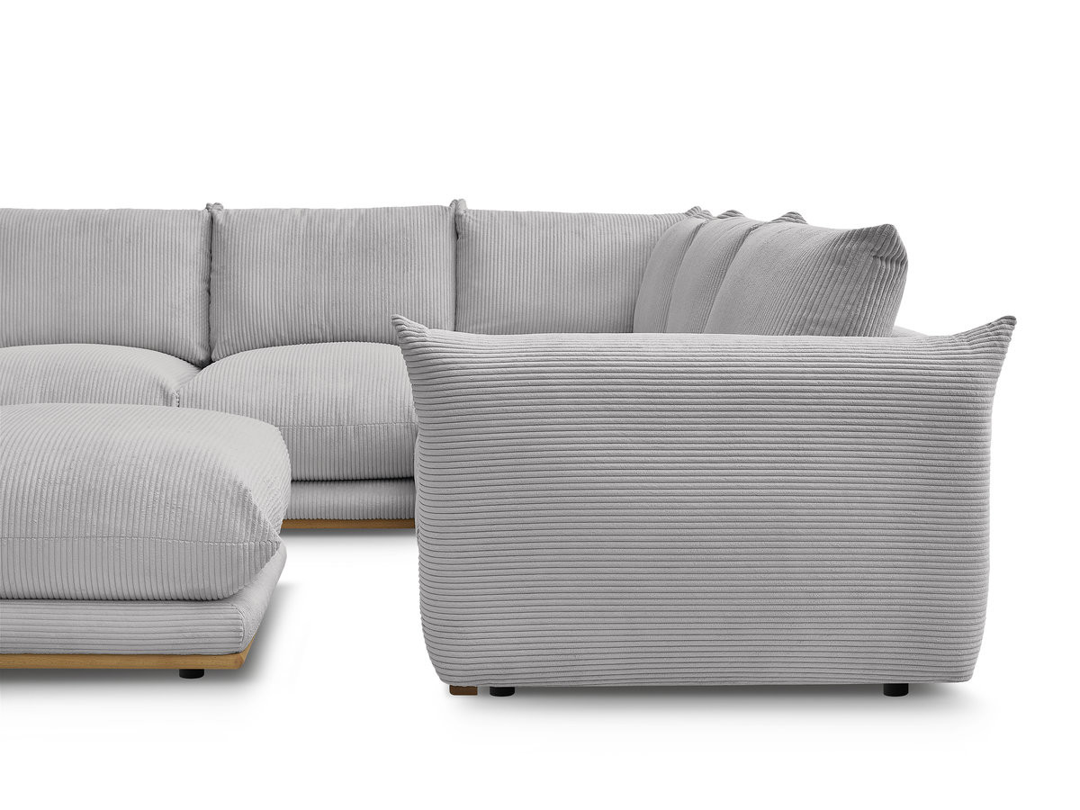 Canapé d'angle fixe ERNEST tissu velours côtelé avec pouf