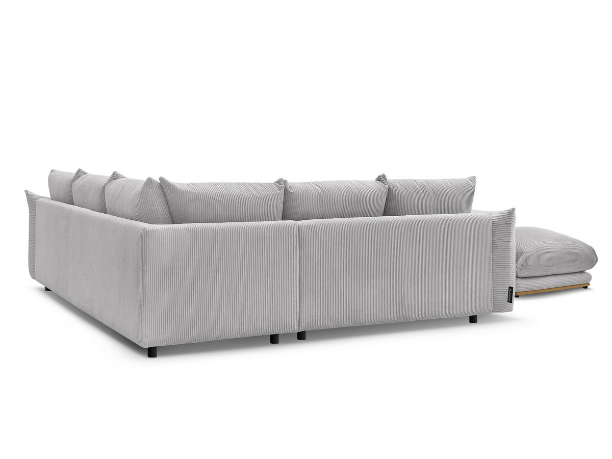 Canapé d'angle fixe ERNEST tissu velours côtelé avec pouf