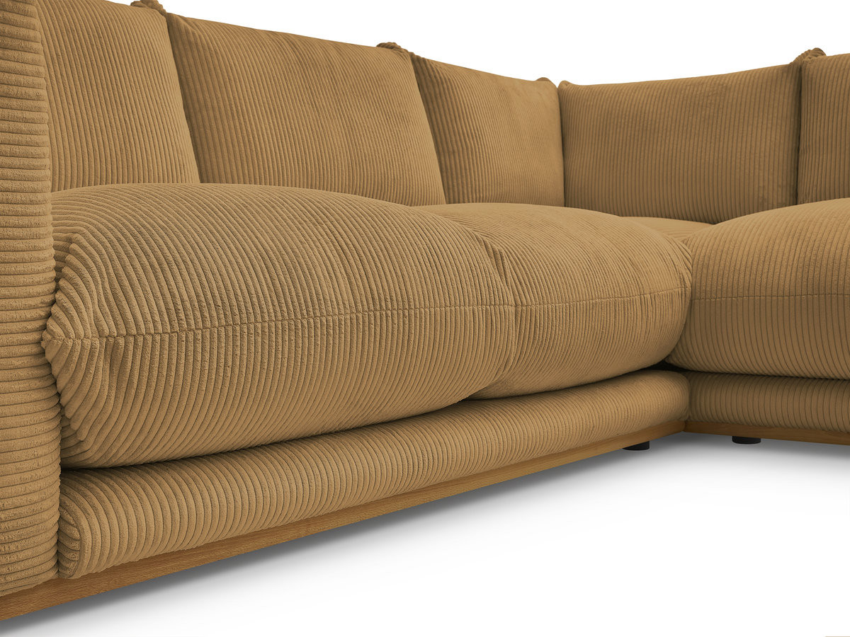 Canapé d'angle fixe ERNEST tissu velours côtelé avec pouf