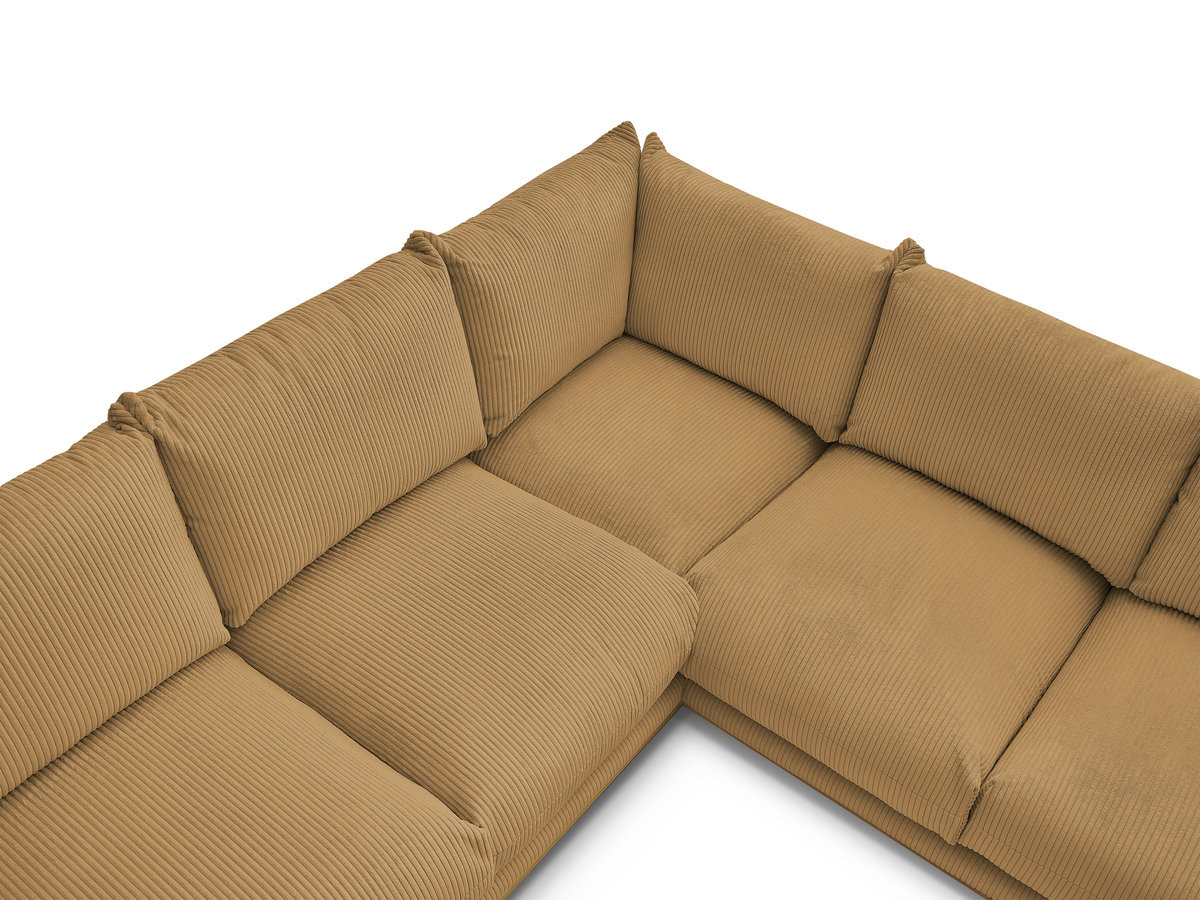 Canapé d'angle fixe ERNEST tissu velours côtelé avec pouf