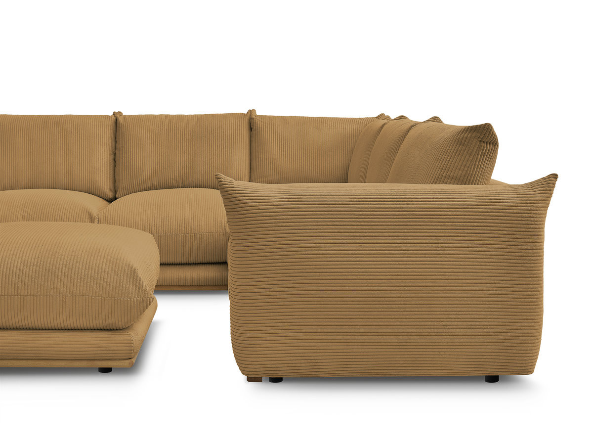 Canapé d'angle fixe ERNEST tissu velours côtelé avec pouf
