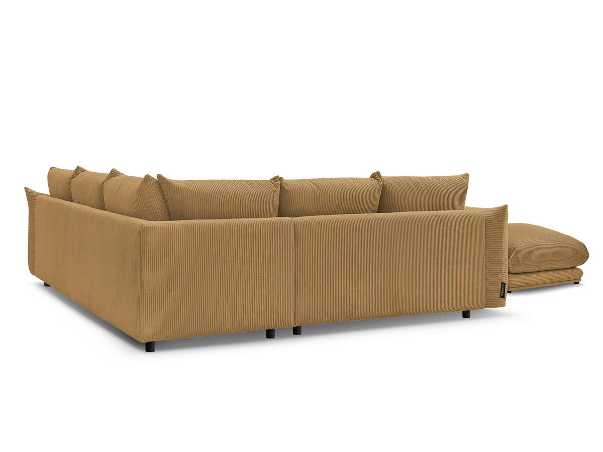 Canapé d'angle fixe ERNEST tissu velours côtelé avec pouf