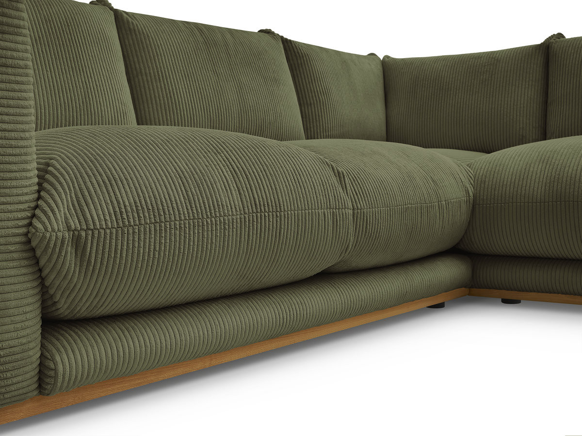 Canapé d'angle ERNEST velours côtelé avec pouf vert — vue 4