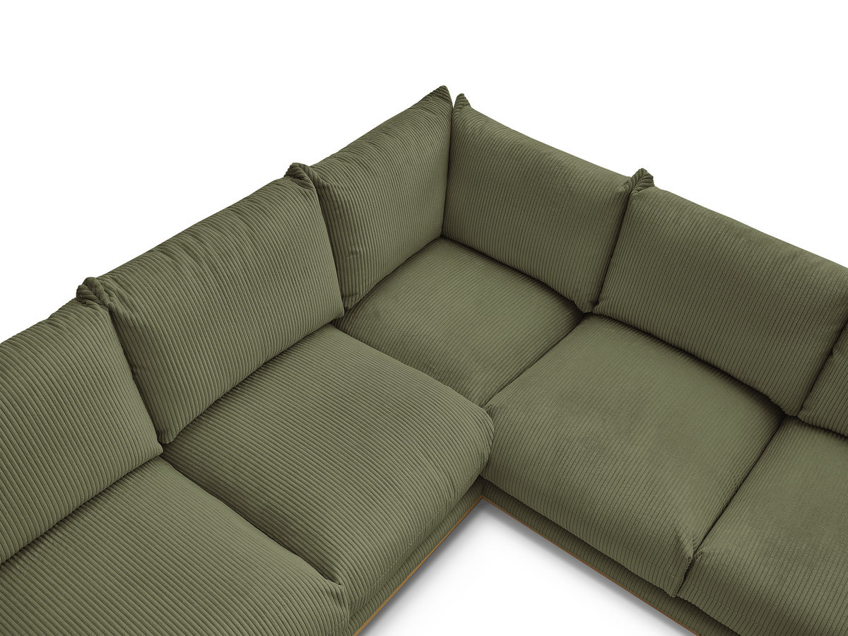 Canapé d'angle fixe ERNEST tissu velours côtelé avec pouf