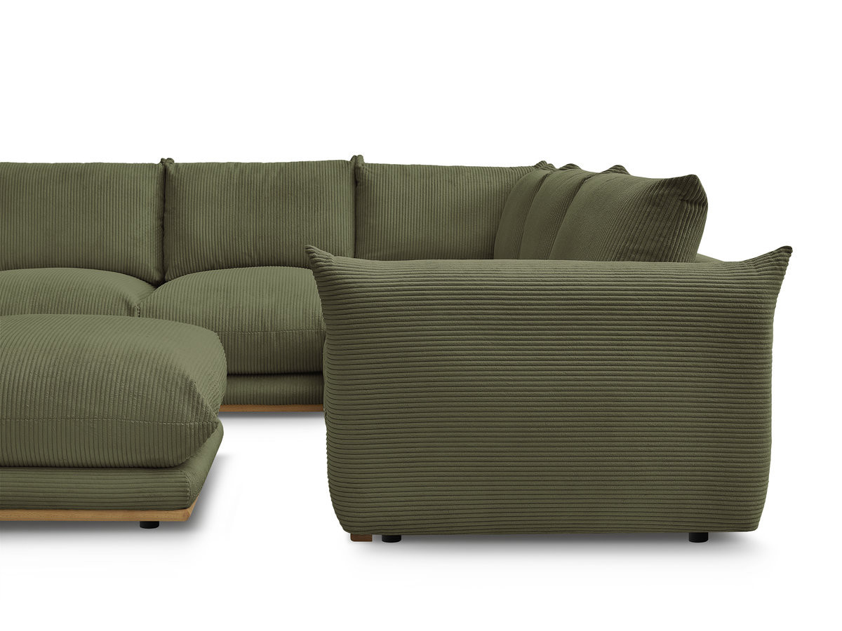 Canapé d'angle fixe ERNEST tissu velours côtelé avec pouf