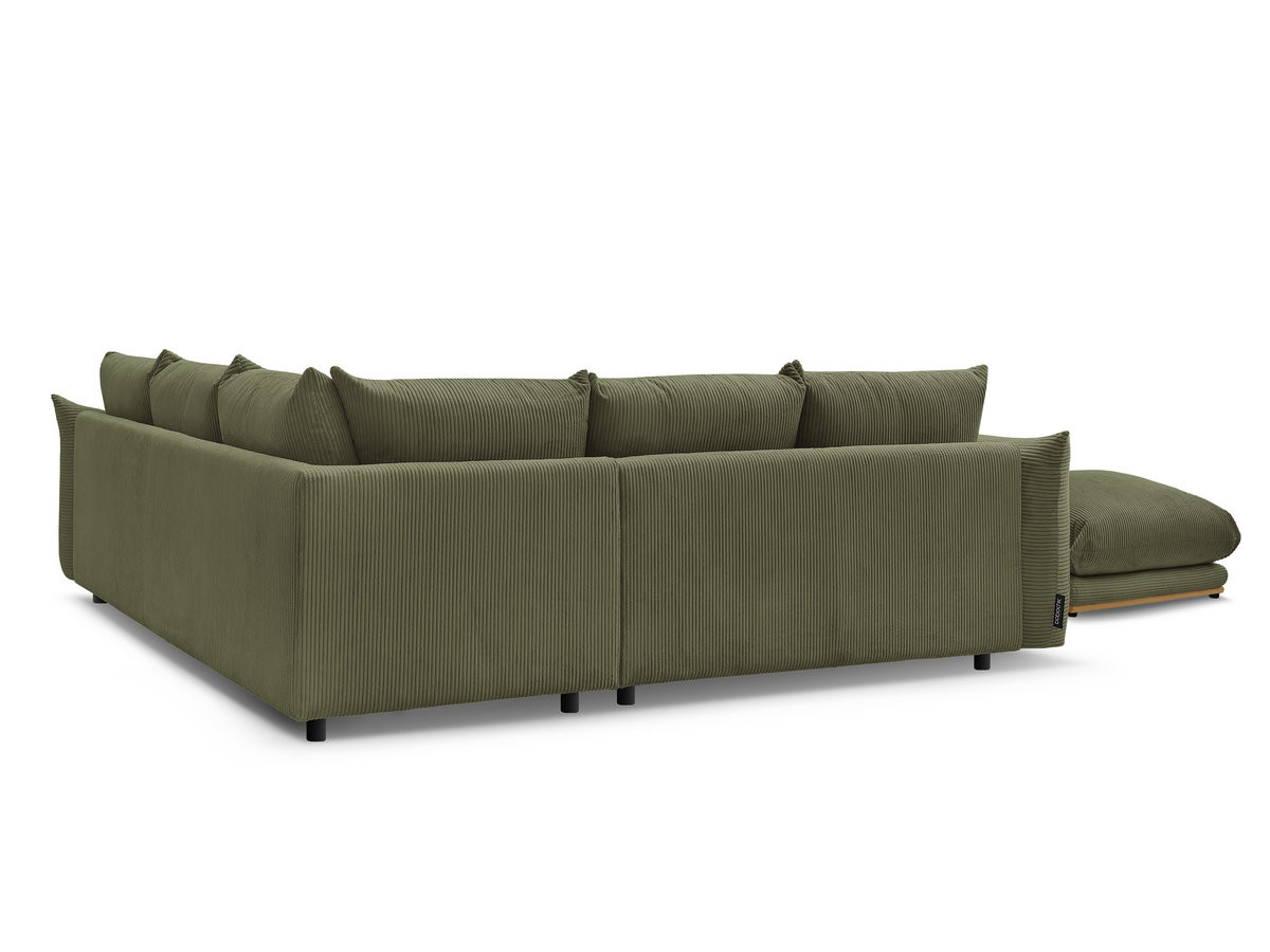 Canapé d'angle fixe ERNEST tissu velours côtelé avec pouf