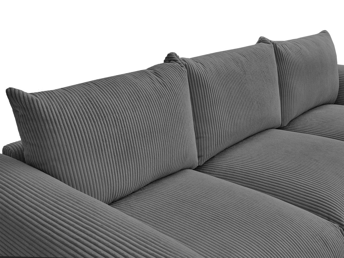 Canapé droit 3 places ERNEST velours côtelé avec pouf gris foncé — vue 4