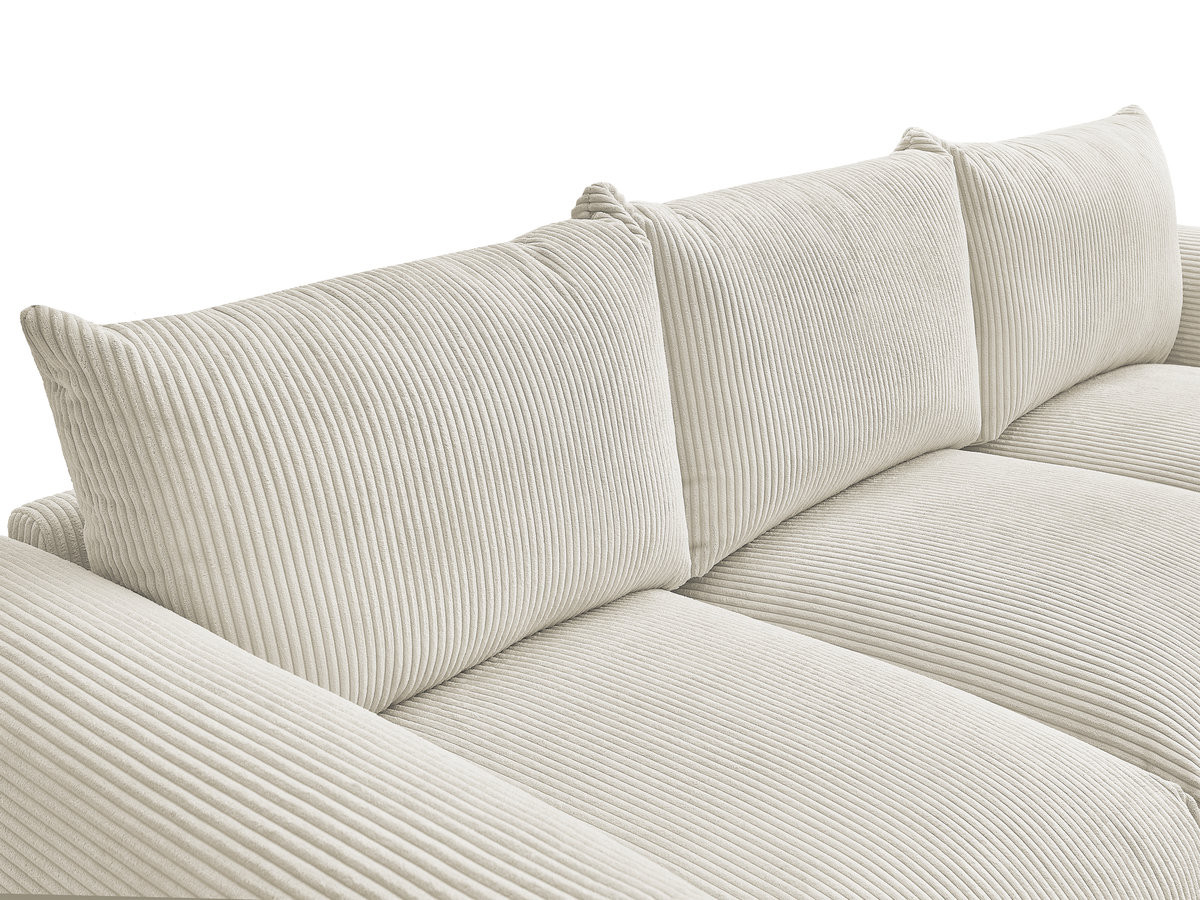 Canapé droit 3 places ERNEST velours côtelé avec pouf beige — vue 6