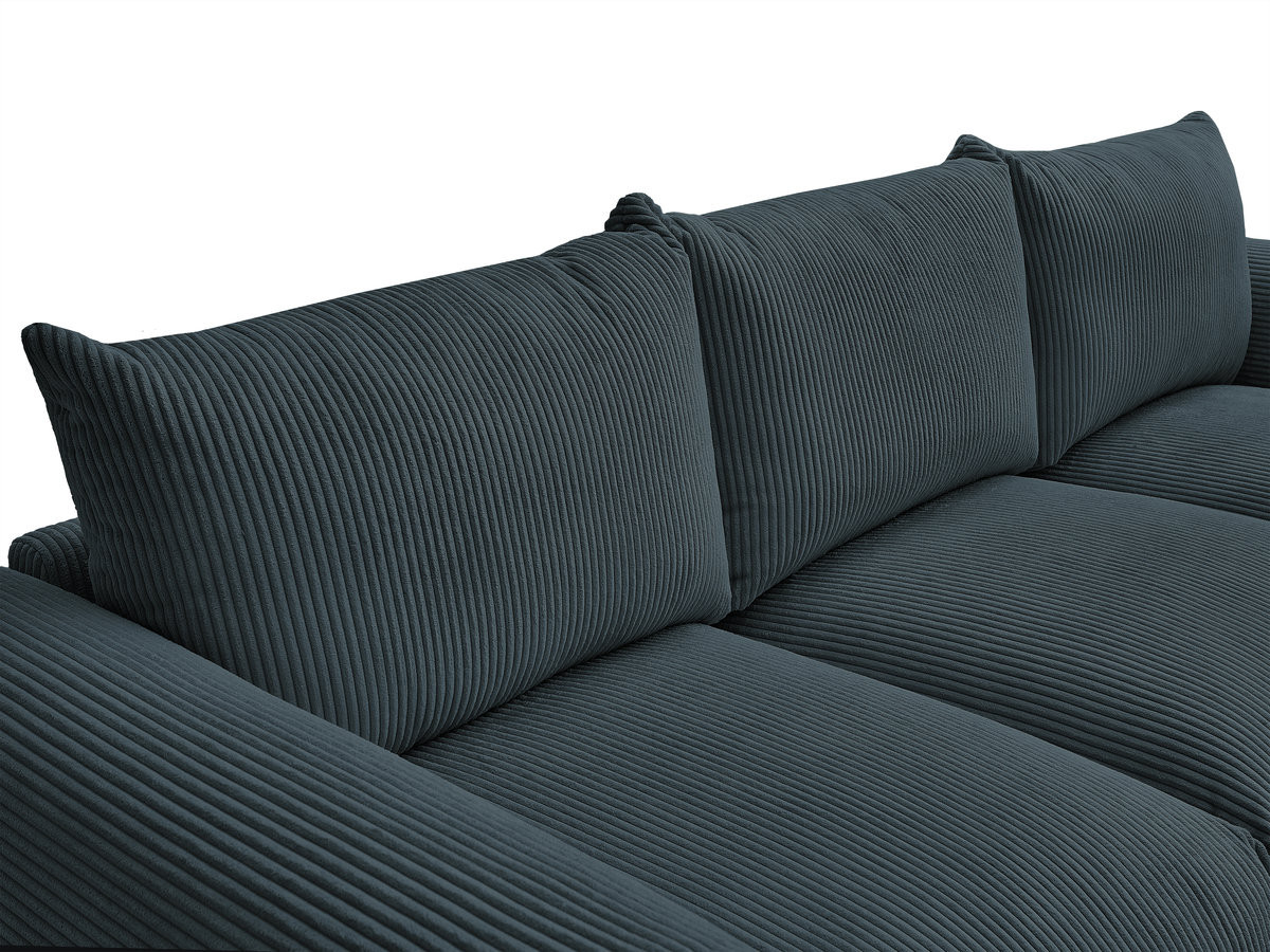 Canapé droit 3 places ERNEST velours côtelé avec pouf bleu foncé — vue 4