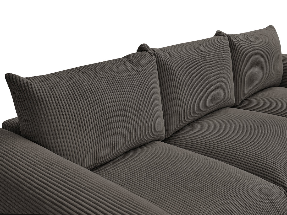 Canapé droit 3 places ERNEST velours côtelé avec pouf taupe — vue 4