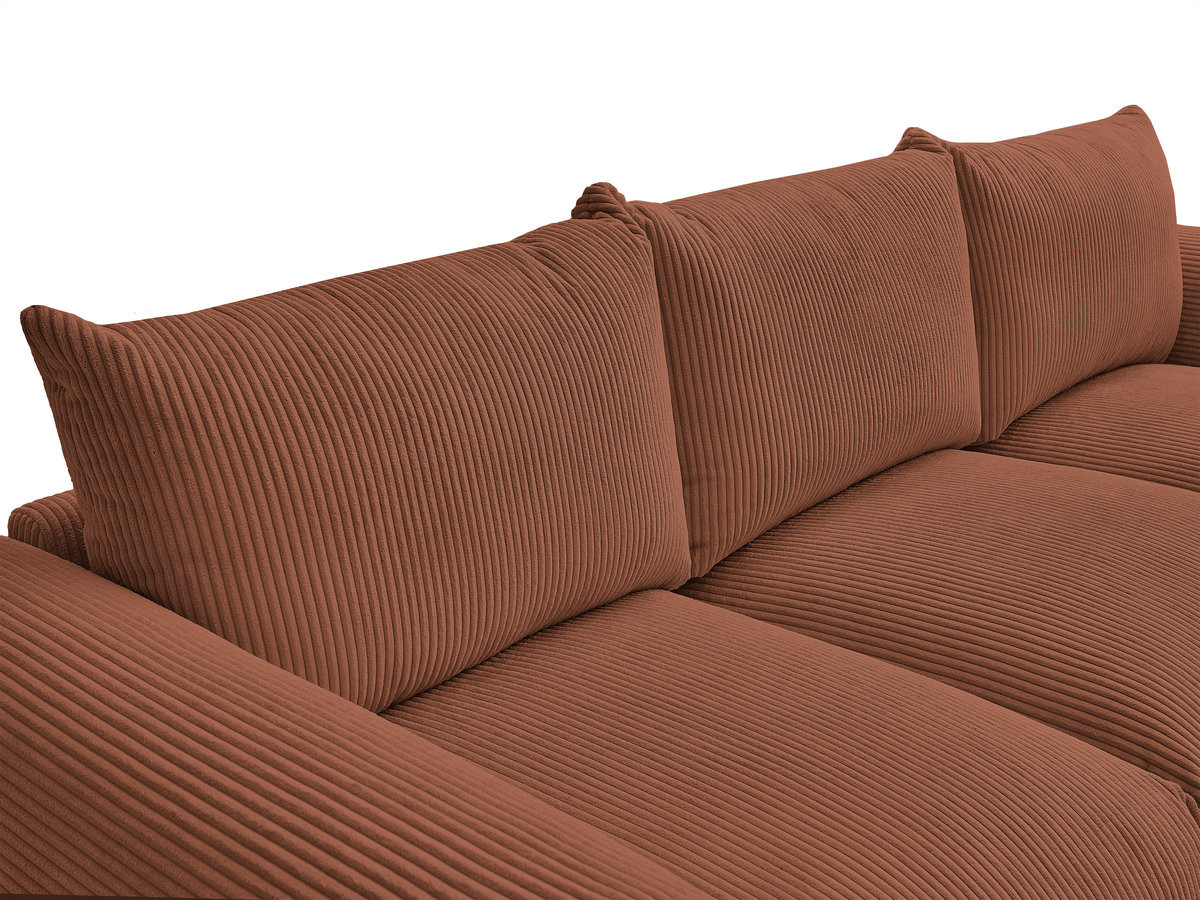 Canapé droit 3 places ERNEST velours côtelé avec pouf orange — vue 6