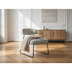 Lot de 2 fauteuils MANON en bouclette gris clair dans un salon japandi