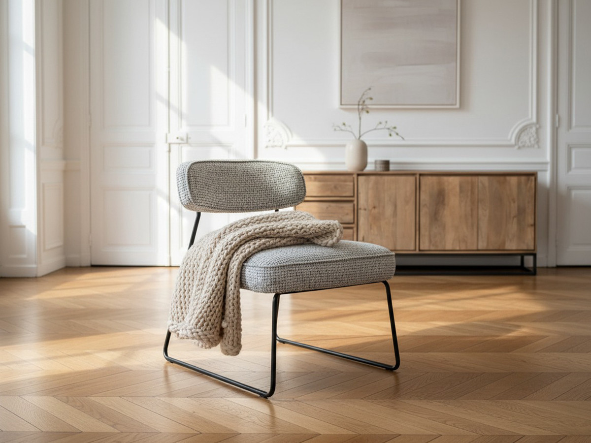 Lot de 2 fauteuils MANON bouclette gris clair