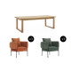 Ensemble MARIN avec table à manger 220 cm couleur chêne + 6 fauteuils GABIN velours côtelé