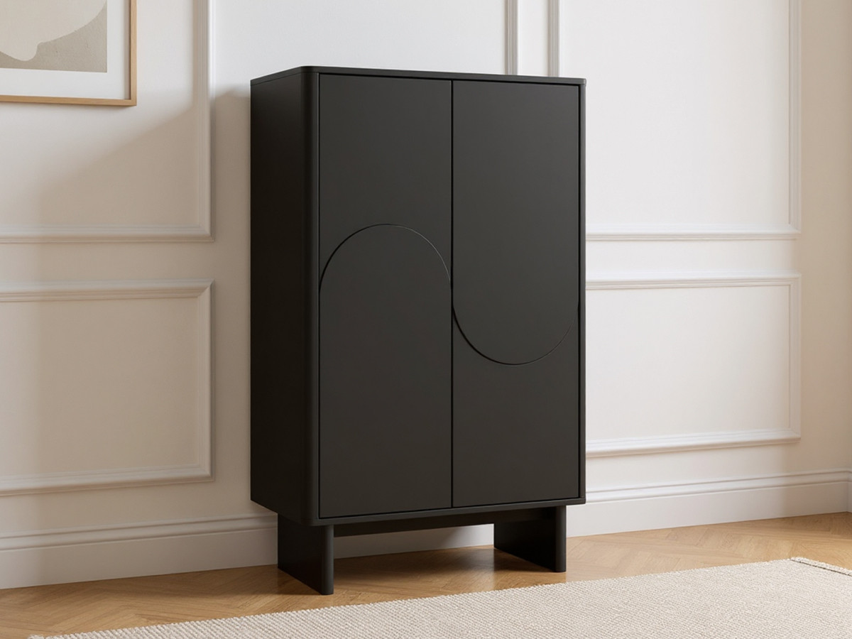 Buffet haut 2 portes 80 cm ESTEBAN formes géométriques noir — vue 4