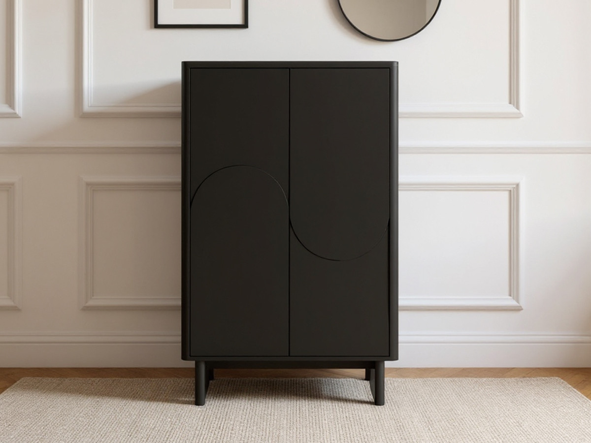Buffet haut 2 portes 80 cm ESTEBAN formes géométriques noir