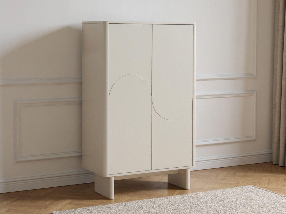 ESTEBAN 2-deurs hoog dressoir 80 cm geometrische vormen