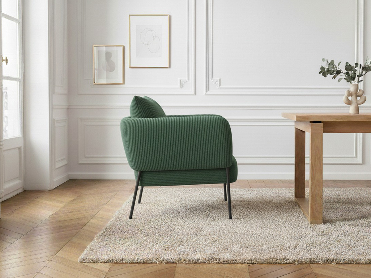 Fauteuil de table GABIN velours côtelé vert — vue 6