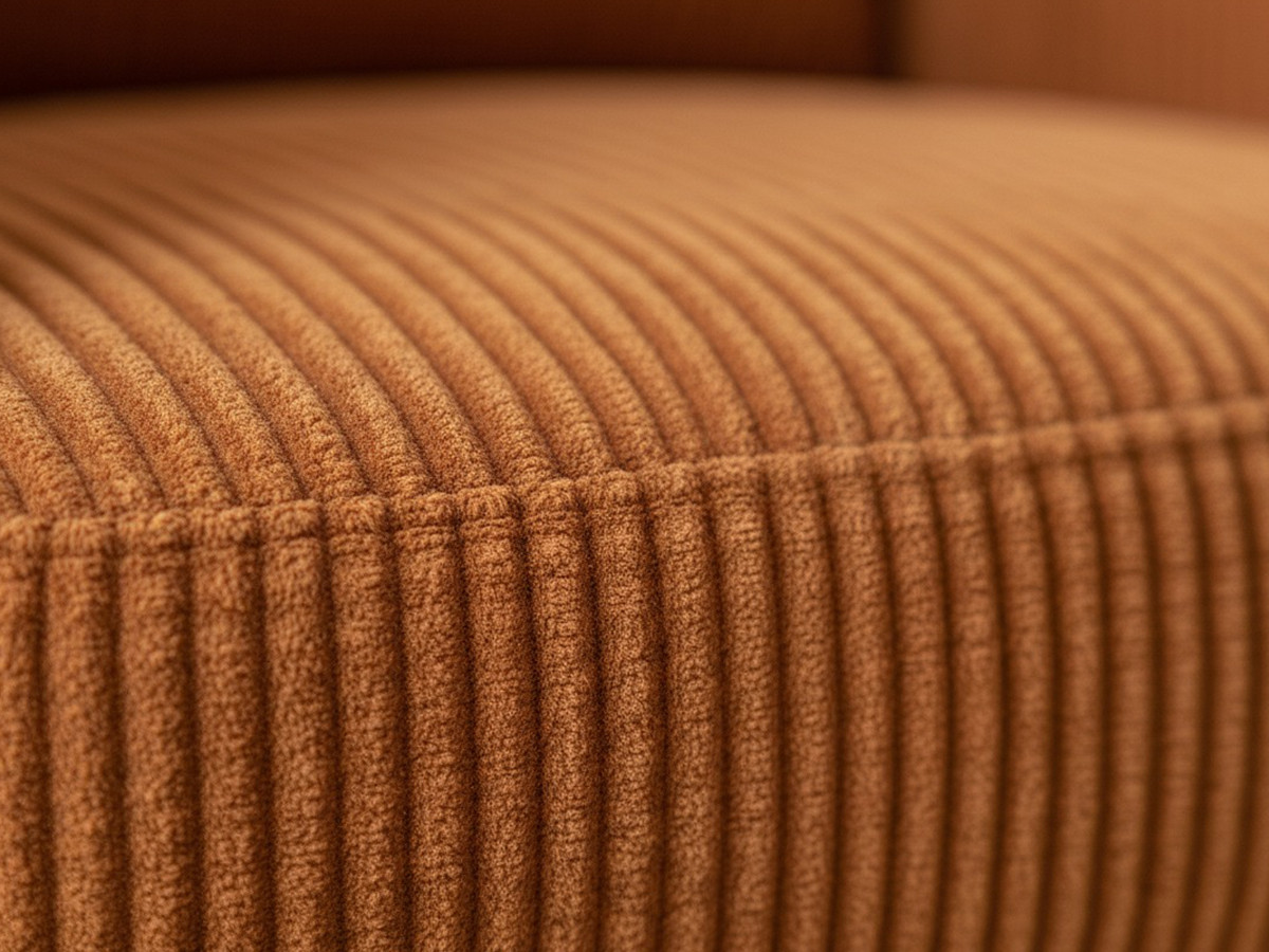 MARIN set met 220 cm eikenhouten eettafel + 6 GABIN corduroy fauteuils